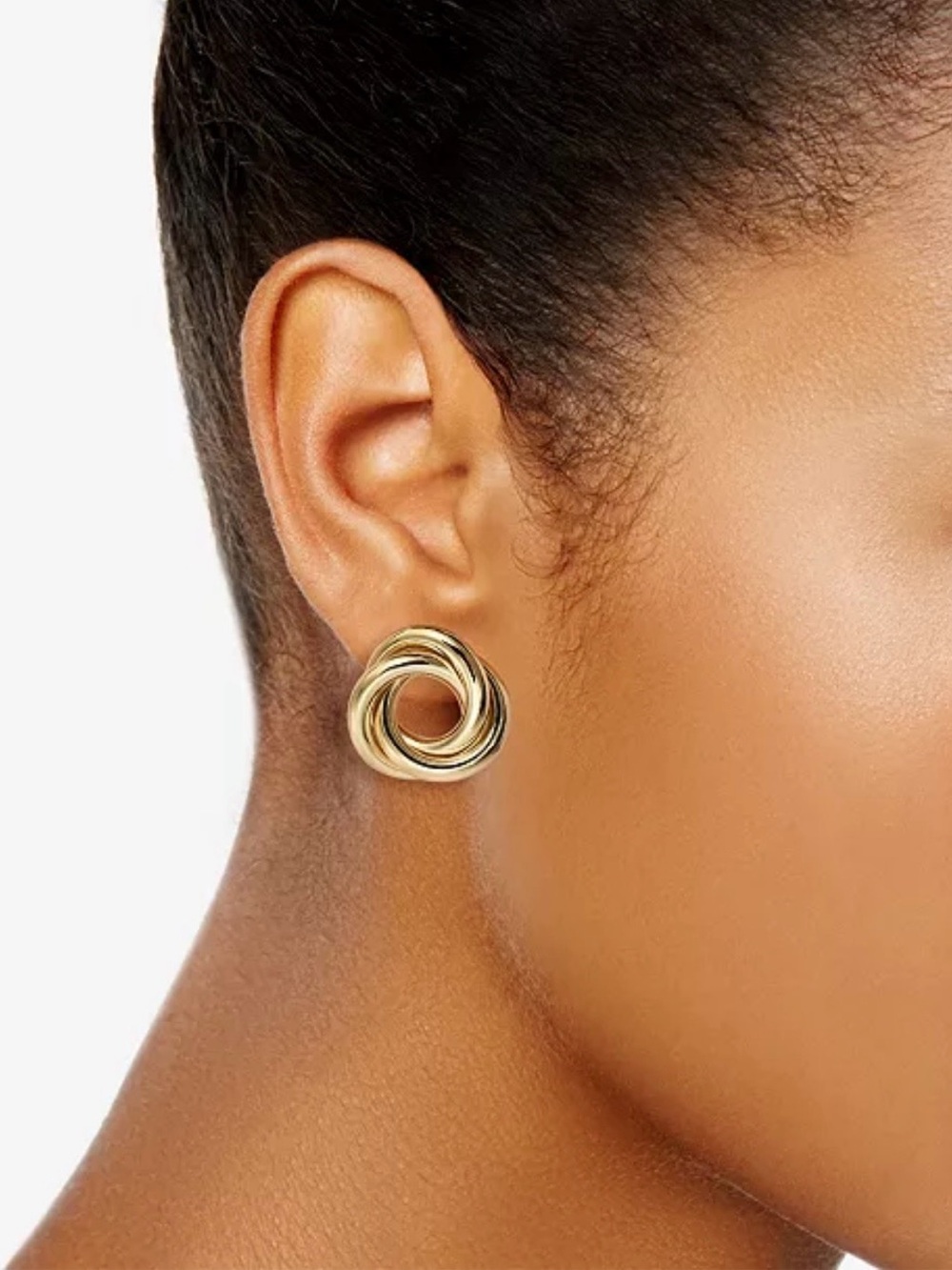 And Now This, Gold Plated Brass Interlocking Stud Earring - Picture 6 of 6